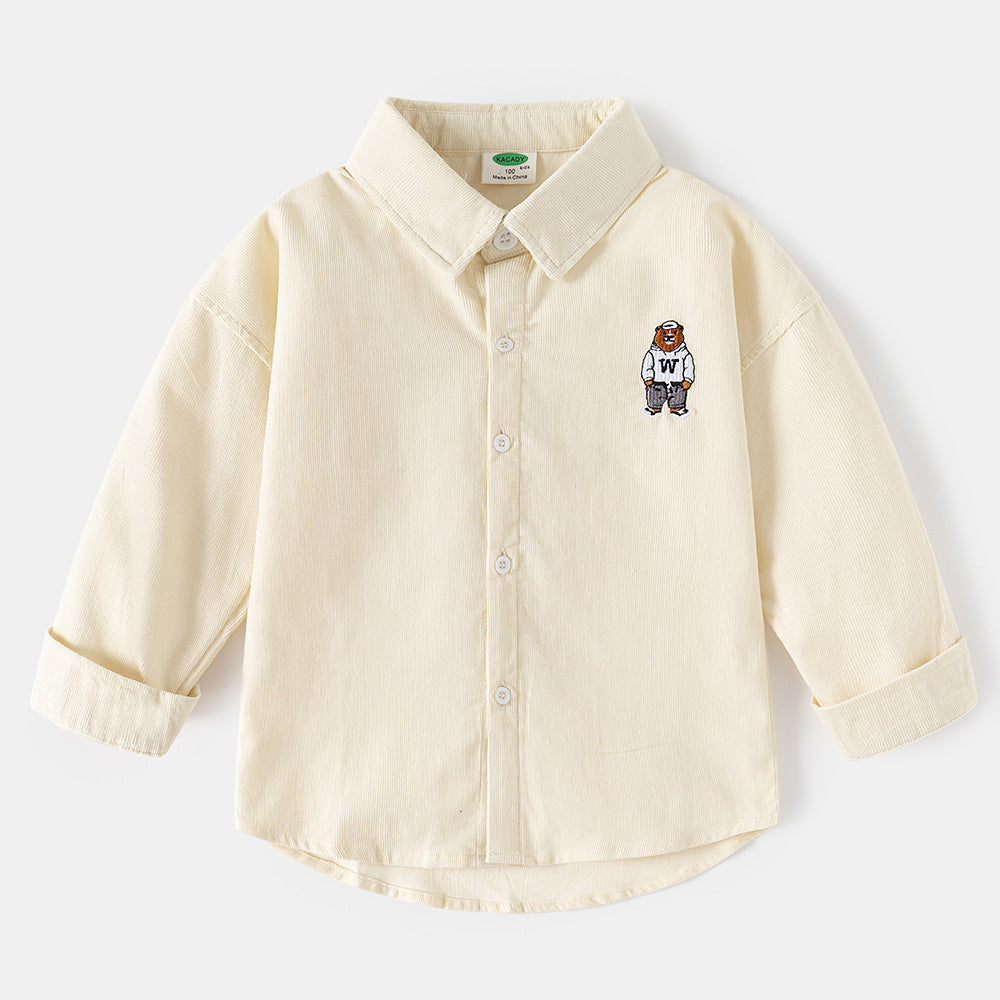 Casual Long Sleeve Shirt for BoysSolid Color Children's Clothing Kids' Button-Up Shirt