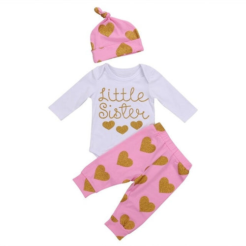 2017 3-teilige Schwestern passende Kleidung Sets Baby