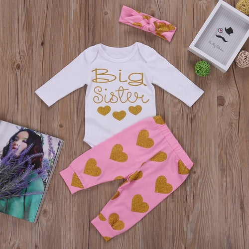 2017 3-teilige Schwestern passende Kleidung Sets Baby