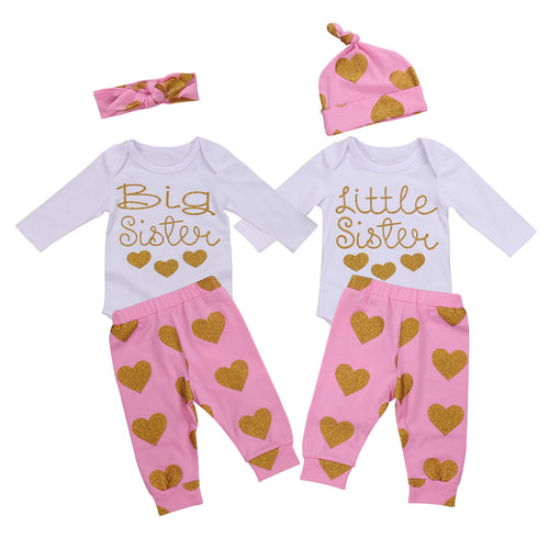 2017 3-teilige Schwestern passende Kleidung Sets Baby