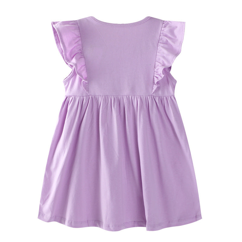 Girls' Dress Embroidered Unicorn Princess Dress Children's Clothing Summer Wear  Kids Dress