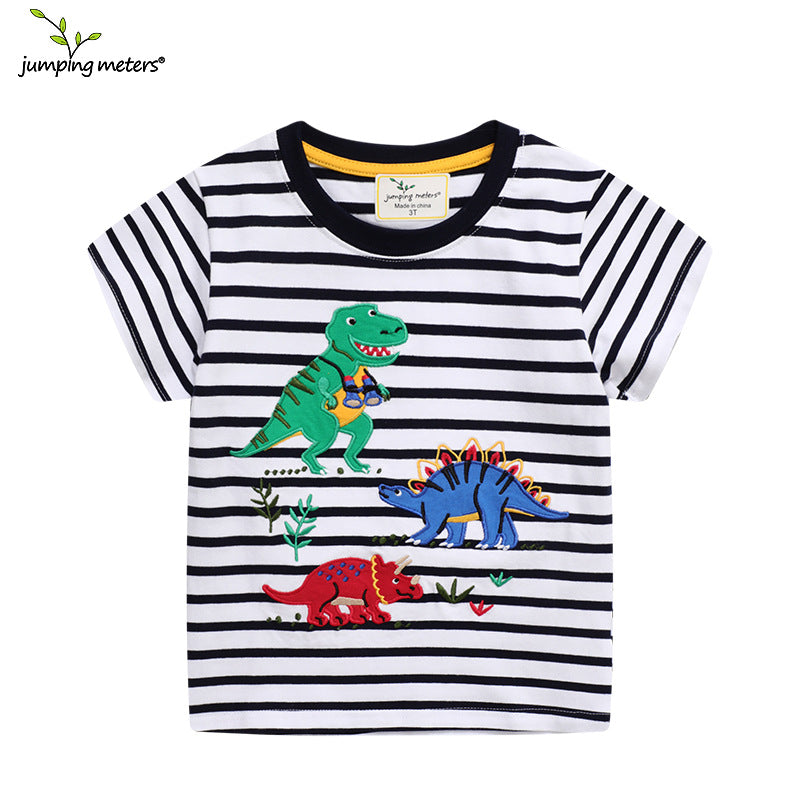 Dinosaur embroidery boys' short sleeve T-shirt, children's clothing, kids' top boys' upperwear