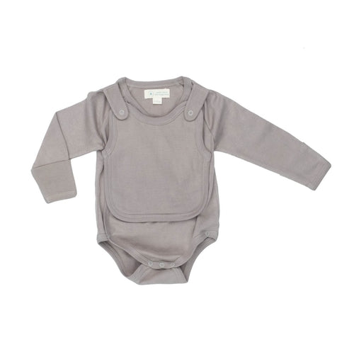 Smart Langarm Kimono Body + Lätzchen - Grau