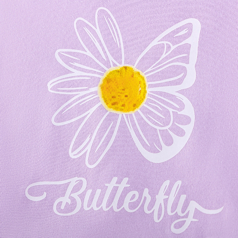 Cute Summer Short Sleeve Girls' Outfit Set, Stylish Kids Clothing