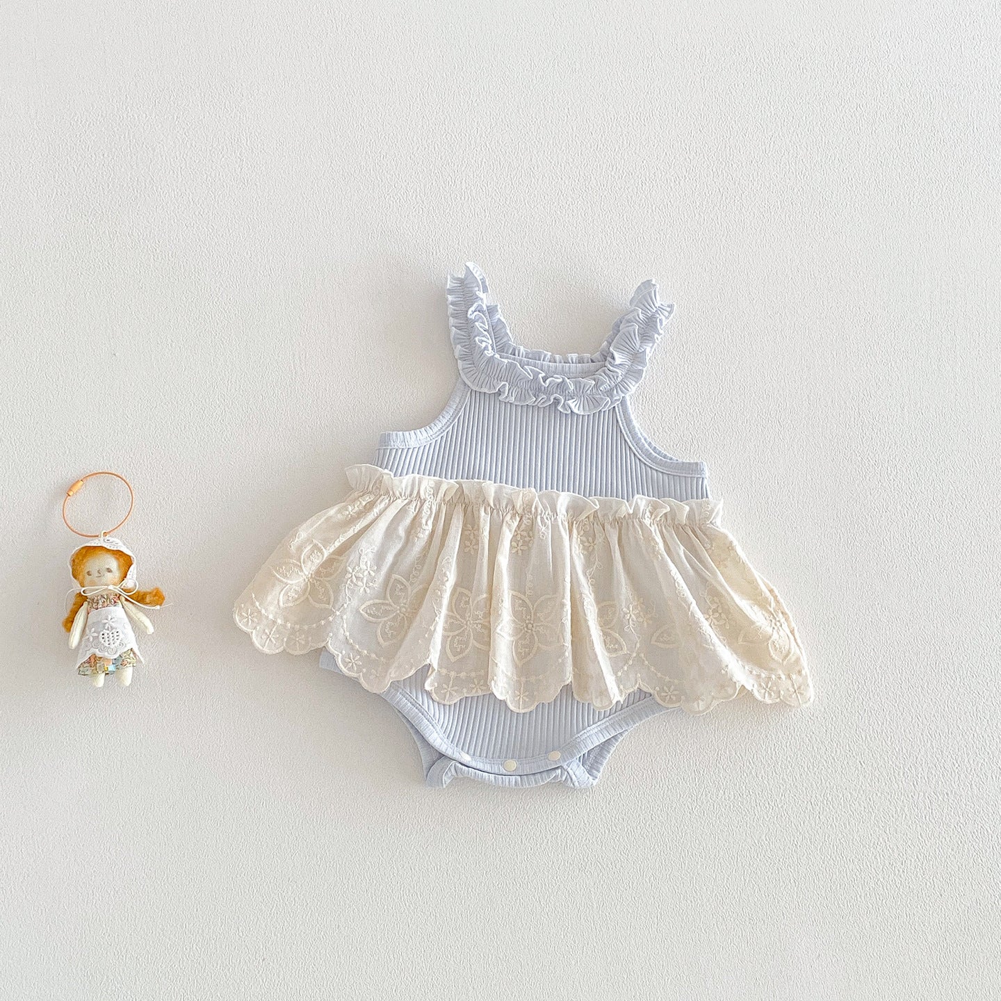 Cute Knitted Sleeveless Romper for Babies, Summer New Style, Thin and Stylish, Patchwork Design, Sweet Baby Bodysuit