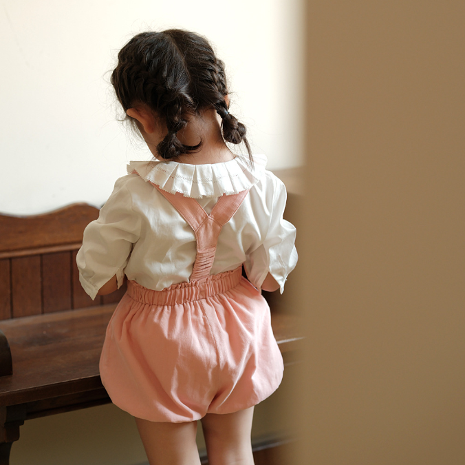 Children Clothing Girls Spring Dress New Set Medium Sleeve Shirt Girls Shorts Kids Sweet Pair Two Piece Set