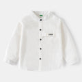 Boy's Long Sleeve Shirt, Autumn and Spring New Style, Children's Standing Collar Shirt, Middle and Large Size Kids Clothing