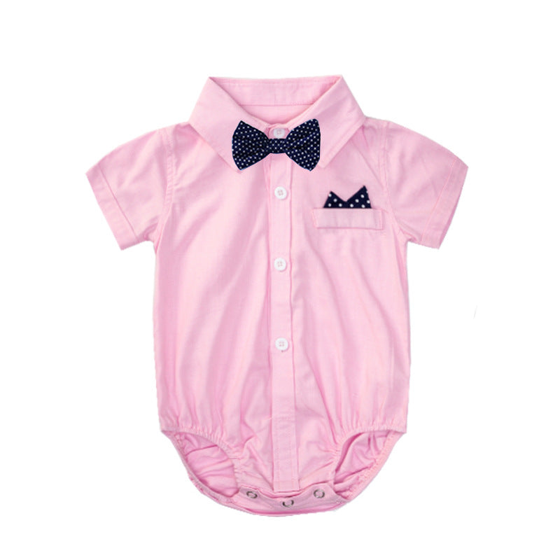 Gentleman Style Summer Kids Outfit for Boys, Short Sleeve ampShorts Romper Set, One-Piece Clothing