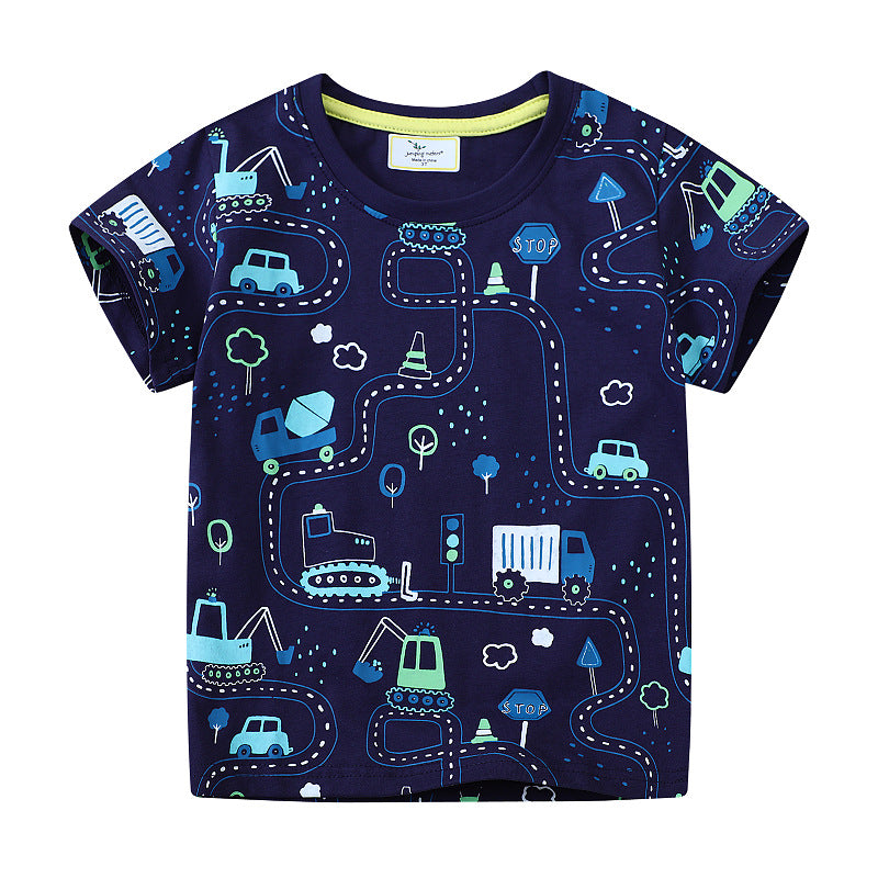 Boy's Short Sleeve T-Shirt, Kids' Casual Basic TeeSpring and Summer Clothing for Children