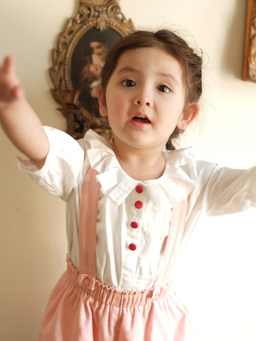Children Clothing Girls Spring Dress New Set Medium Sleeve Shirt Girls Shorts Kids Sweet Pair Two Piece Set