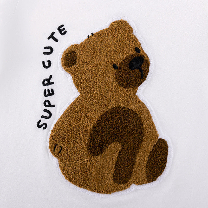Summer Kids Outfit SetStyle Girls' Casual Cartoon Bear Clothing Set