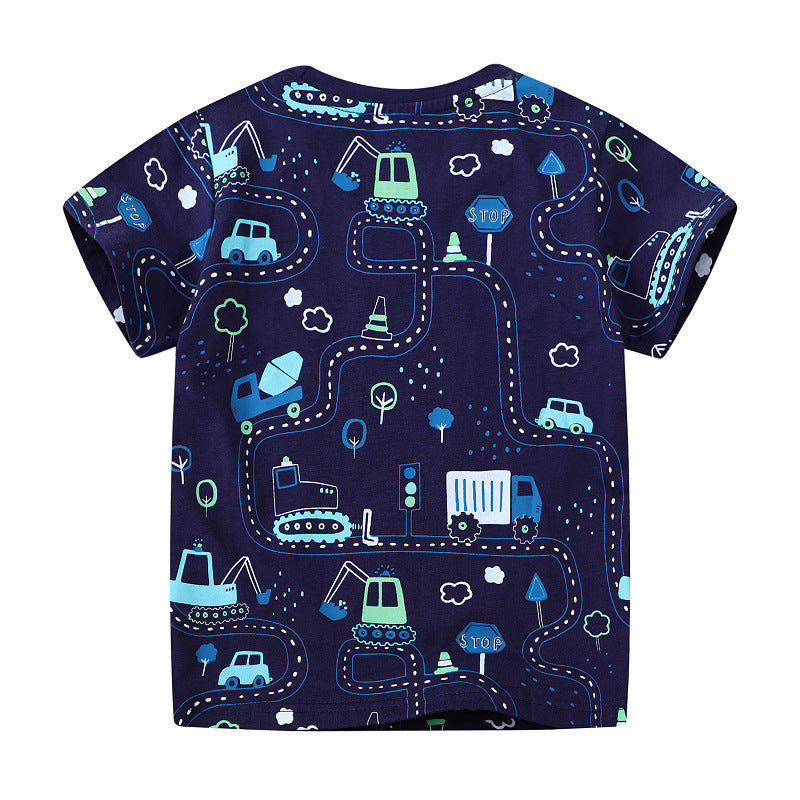 Boy's Short Sleeve T-Shirt, Kids' Casual Basic TeeSpring and Summer Clothing for Children