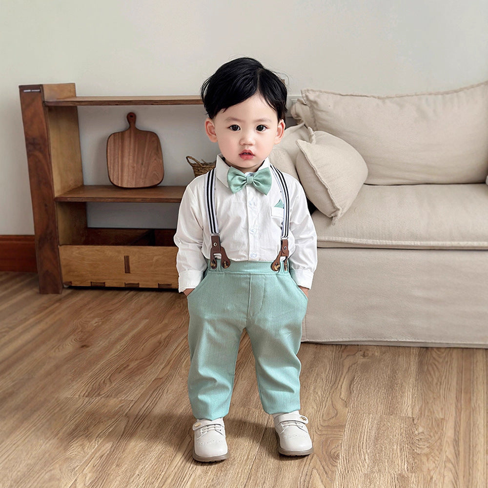 Children's Spring and Autumn Overalls Set, Boy's British Gentleman Formal Wear, Kids Outfit, Boys Clothing Set