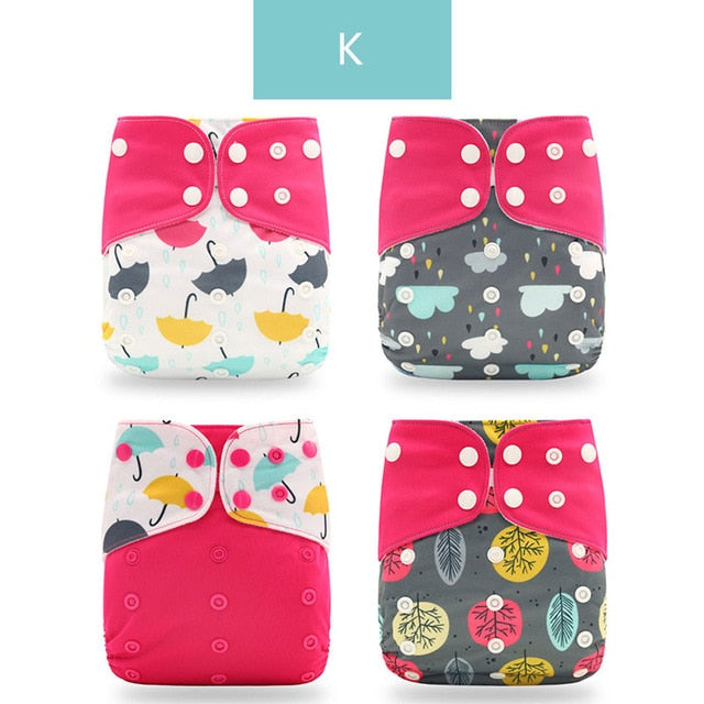 Happy Flute Cloth Diapers for Children Adjustable Wet/Dry Bag Waterproof Babies Diapers Ecological Backpack Reusable 4 pcs/set