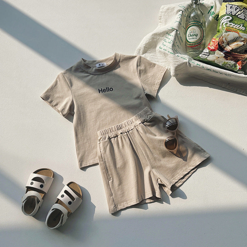 Cotton Kids' Short Sleeve T-Shirt, Children's Summer  Letter Print Top, Boys' and Girls' Casual Wear, Baby Clothing