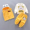 2025 Winter Casual Baby Clothing Set 3pcs Kids Bear Pattern Hooded Coat Warm Outfits for Children