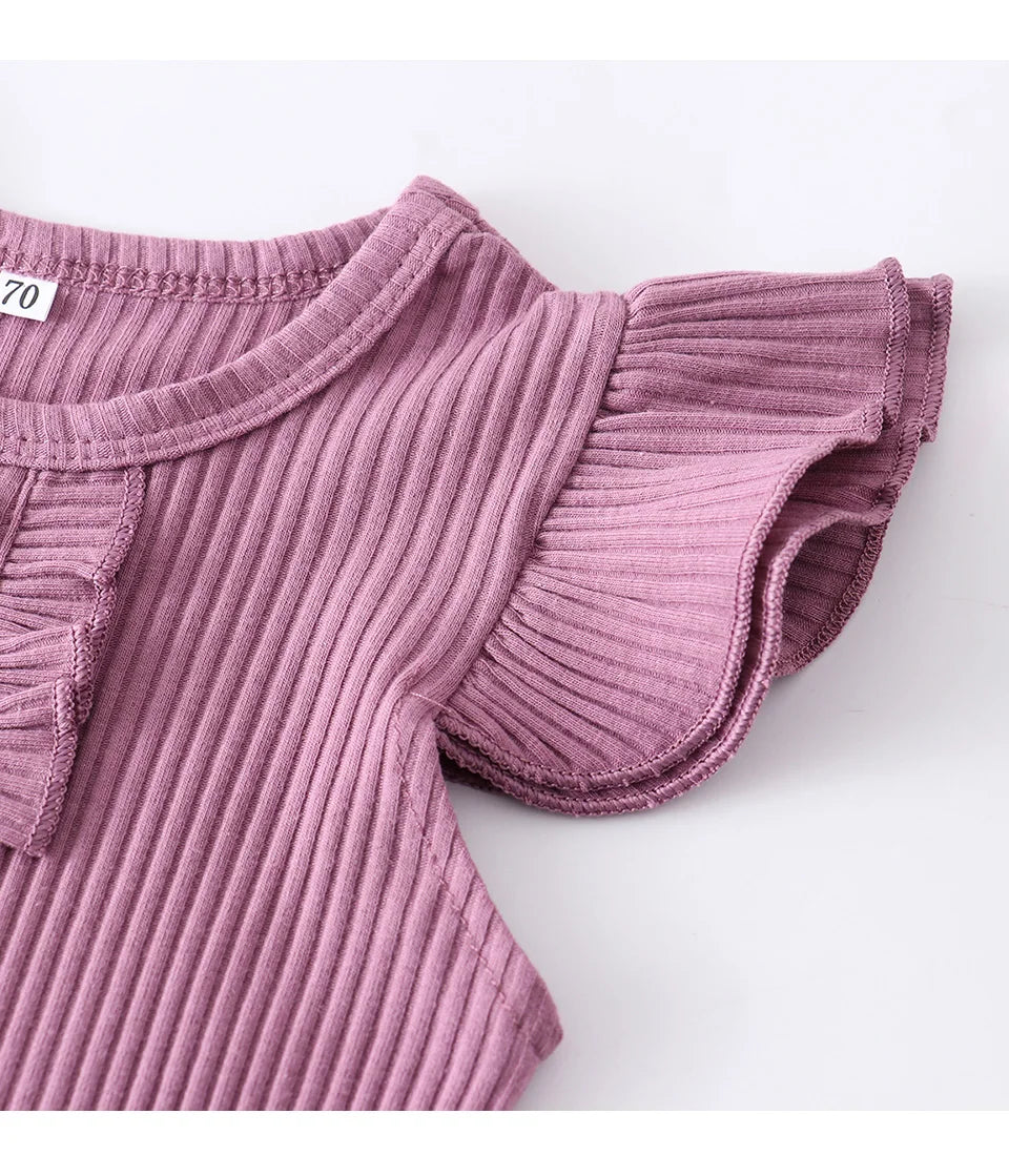Ropa de bebé recién nacida niña verano, conjunto de 3 piezas, moda sin mangas, mameluco de color sólido, monos casuales, diadema, ropa para bebé