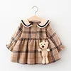 Ropa de moda para bebé niña al por mayor, colección otoño 2025, vestido de cuadros para bebé, bonitos vestidos de cumpleaños para bebé