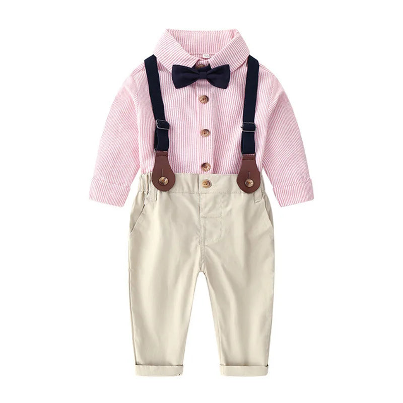 Frühlings Babykleidungssets für Jungen Neues Modell – Gestreifte Langarmshirts und lässige Baumwollhosen