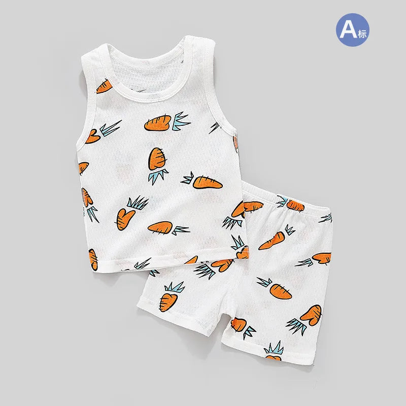 Hochwertiges Sommer-Shorts-Westen-Set aus 100 % Baumwolle für Neugeborene Mädchen und Jungen, hochwertige Babykleidung