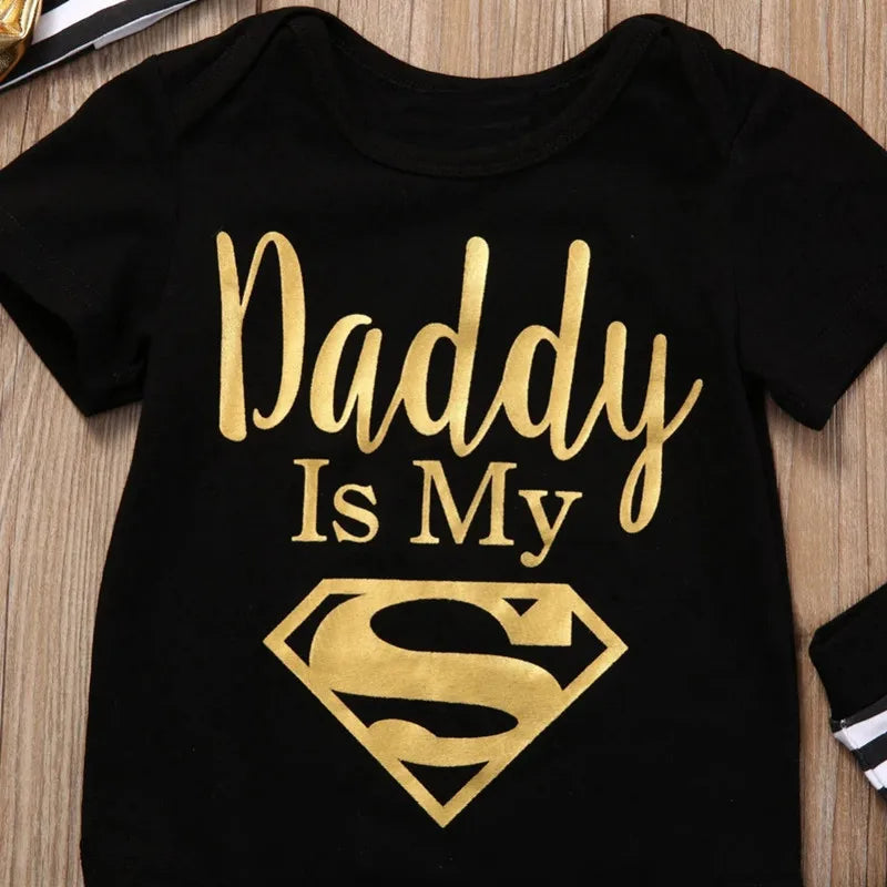 Mameluco de bebé, ropa para bebés recién nacidos, niños y niñas, papá de oro es mi héroe, estampado divertido, mono de bebé, lindo body casual de bebé