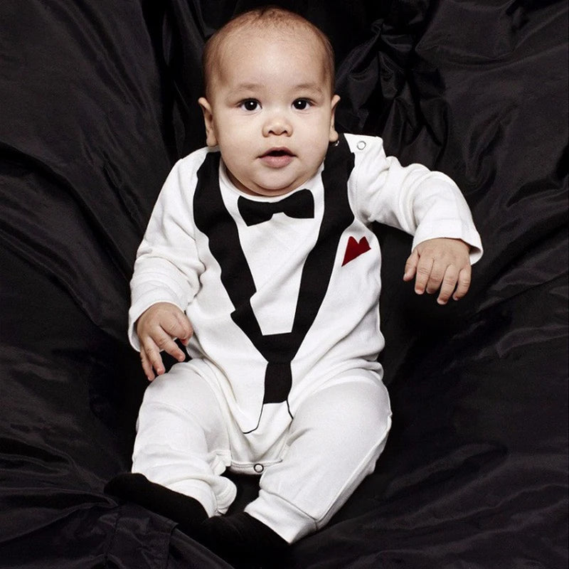 Baby Boy Kleidung Frühling Herbst Baumwolle Formeller Strampler Gentleman Outfit Neugeborene Einteiler Kleidung Hübscher Jumpsuit Partyanzug