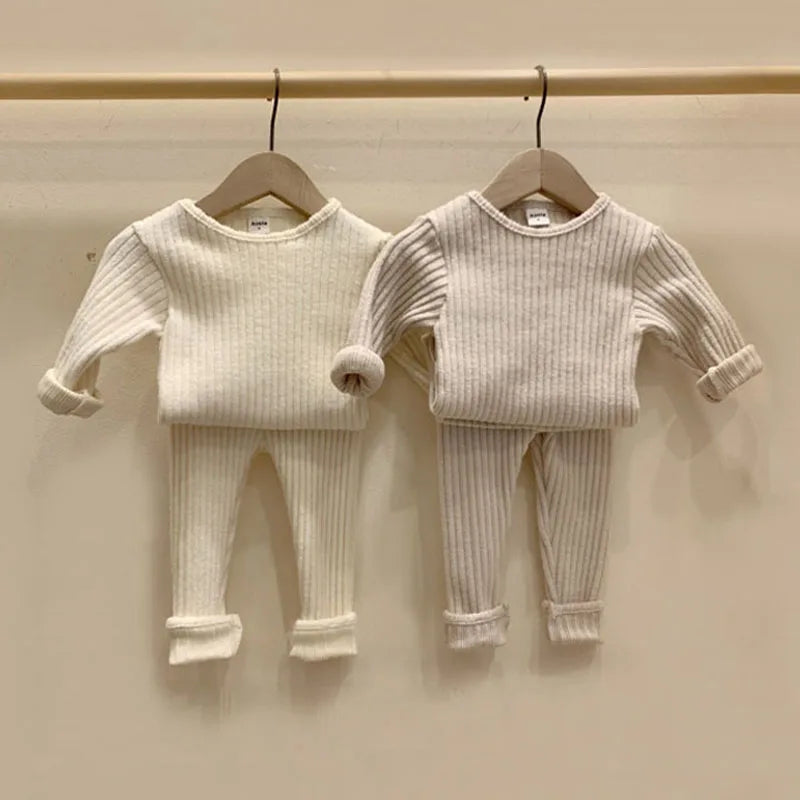 Spring Autumn Baby Clothing Set For 0-5Y Baby Girl Boy Homewear Warm Sweater +Pants Children Pajamas Baby Girl Clothes