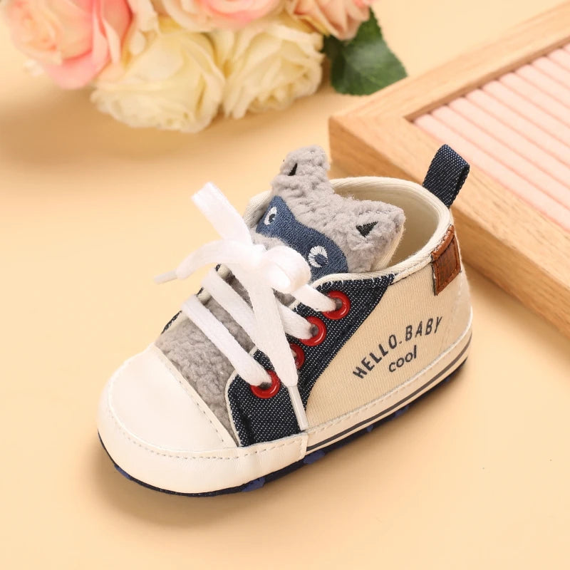 Cartoon Baby Sneakers Baby Boys Girls Canvas Shoes Non-slip Non-slip soft sole Comfortable Soft Unisex Baby Shoes 0-18M