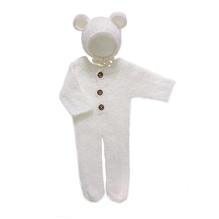Foto Studio Babykleidung Neugeborene Strickwolle Mohair Anzug Bärenkleidung