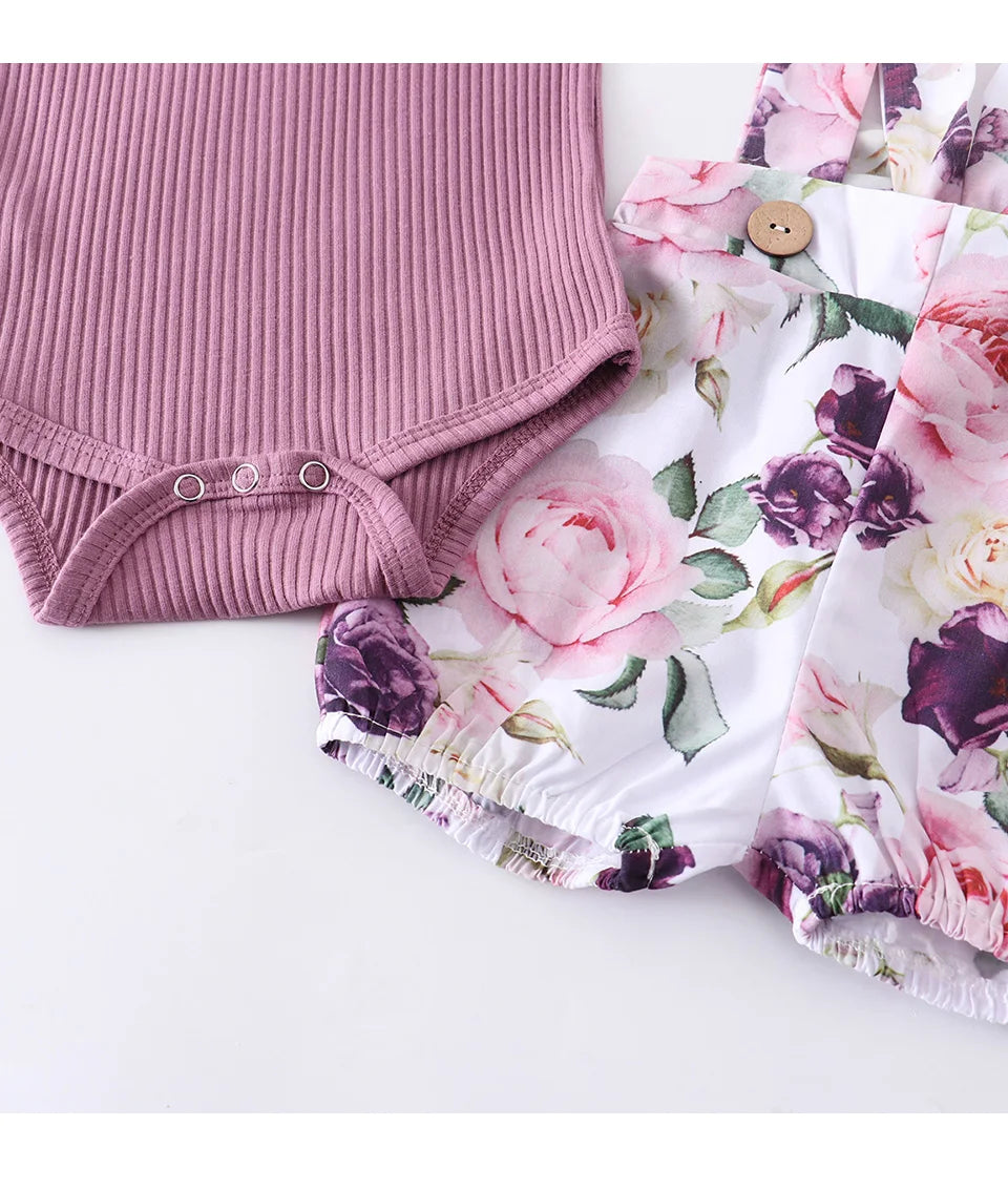 Ropa de bebé recién nacida niña verano, conjunto de 3 piezas, moda sin mangas, mameluco de color sólido, monos casuales, diadema, ropa para bebé