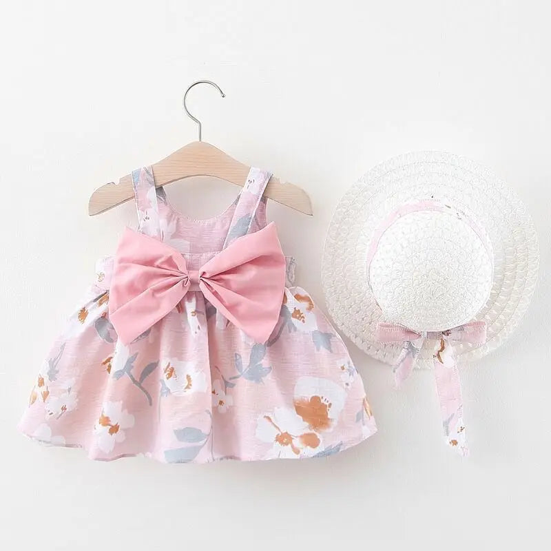Sommerliches, ärmelloses Blumenkleid aus Baumwolle für Mädchen ODM Babykleidung mit Blumendekoration Kleinkinder Kinderkleidung