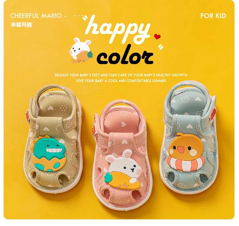 2023 Babyschuhe mit Sound süße Bibi Kleinkinderschuhe für Kinder Zeichentrick-Jungen-Sandalen für Mädchen Hasen-Infantil-Hausschuhe