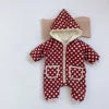 Unisex Winter Baby Clothing New Born Infant Hoodie and Jumpsuit Set with Printed Flower Zipper Closure Romper for Boys Girls