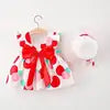 Conjuntos de ropa de bebé para verano sin mangas, playa, finos, ligeros, dulces, infantiles, florales, baratos, de algodón, para niñas pequeñas, vestido casual con sombrero