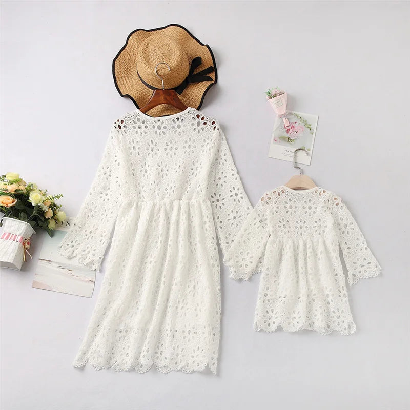 Mom and Daughter Dress Spring Fashion Mother Daughter Dresses Family Matching Cotton Outfits Girls Baby Clothing 1-9 Years Old