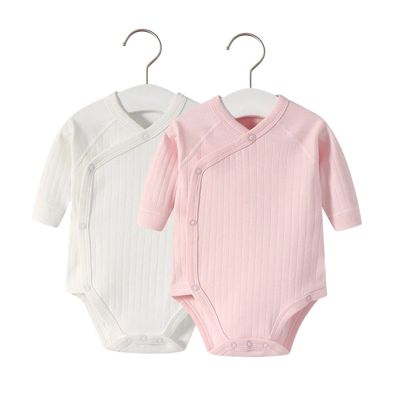 2pcs/lot Newborn Baby Clothes Rompers Cotton Infant Long Sleeves Autumn Girls Robe Solid Color Overalls Boys Ropa Bebe Clothing