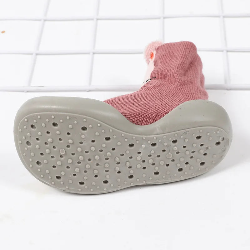 Zapatos de bebé Primeros pasos para niños pequeños Botas de punto para bebés y niñas Suela de goma suave antideslizante Zapatos informales de piso Descalzos