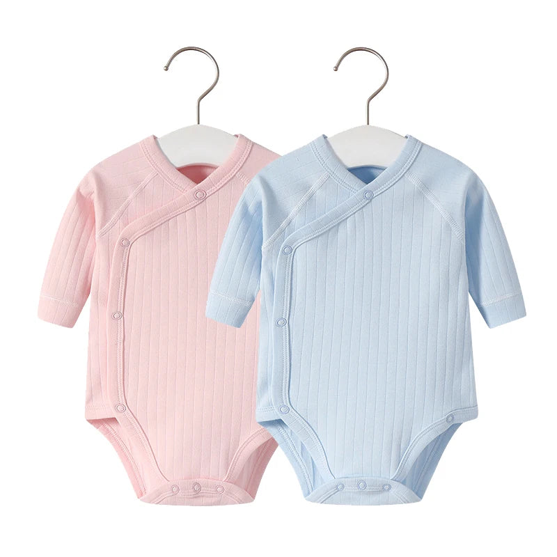 2pcs/lot Newborn Baby Clothes Rompers Cotton Infant Long Sleeves Autumn Girls Robe Solid Color Overalls Boys Ropa Bebe Clothing