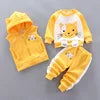 2025 Winter Casual Baby Clothing Set 3pcs Kids Bear Pattern Hooded Coat Warm Outfits for Children