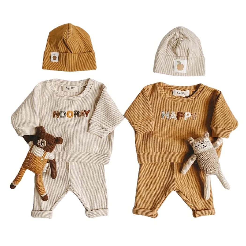 Frühlingsmode Aktiver Stil Babykleidungsset Neugeborenen-Sweatshirt- und Hosenanzug für Jungen und Mädchen