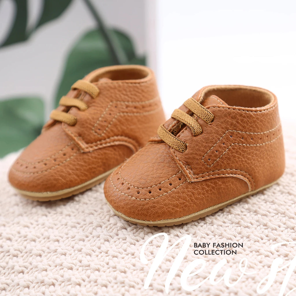 New Baby Shoes Leather Dress Shoes Baby Boy Girl Shoes Rubber Sole Anti-slip Toddler First Walkers Newborn Crib Shoes Moccasins