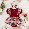 Girls Summer Casual Floral Cotton Organic Romper Dress Set Newborn Baby Clothing with Short Sleeves Supports Girls