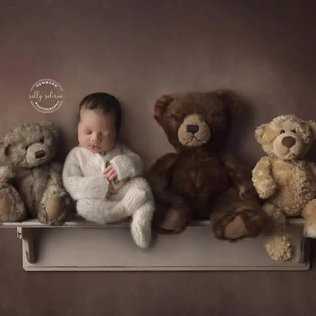 Foto Studio Babykleidung Neugeborene Strickwolle Mohair Anzug Bärenkleidung