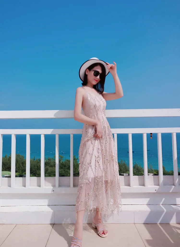 2024 Family Matching Outfits Dresses Summer Mother Daughter Dress Fashion Clothing Girl Mom Daughter Chiffon Beach Dress Clothes