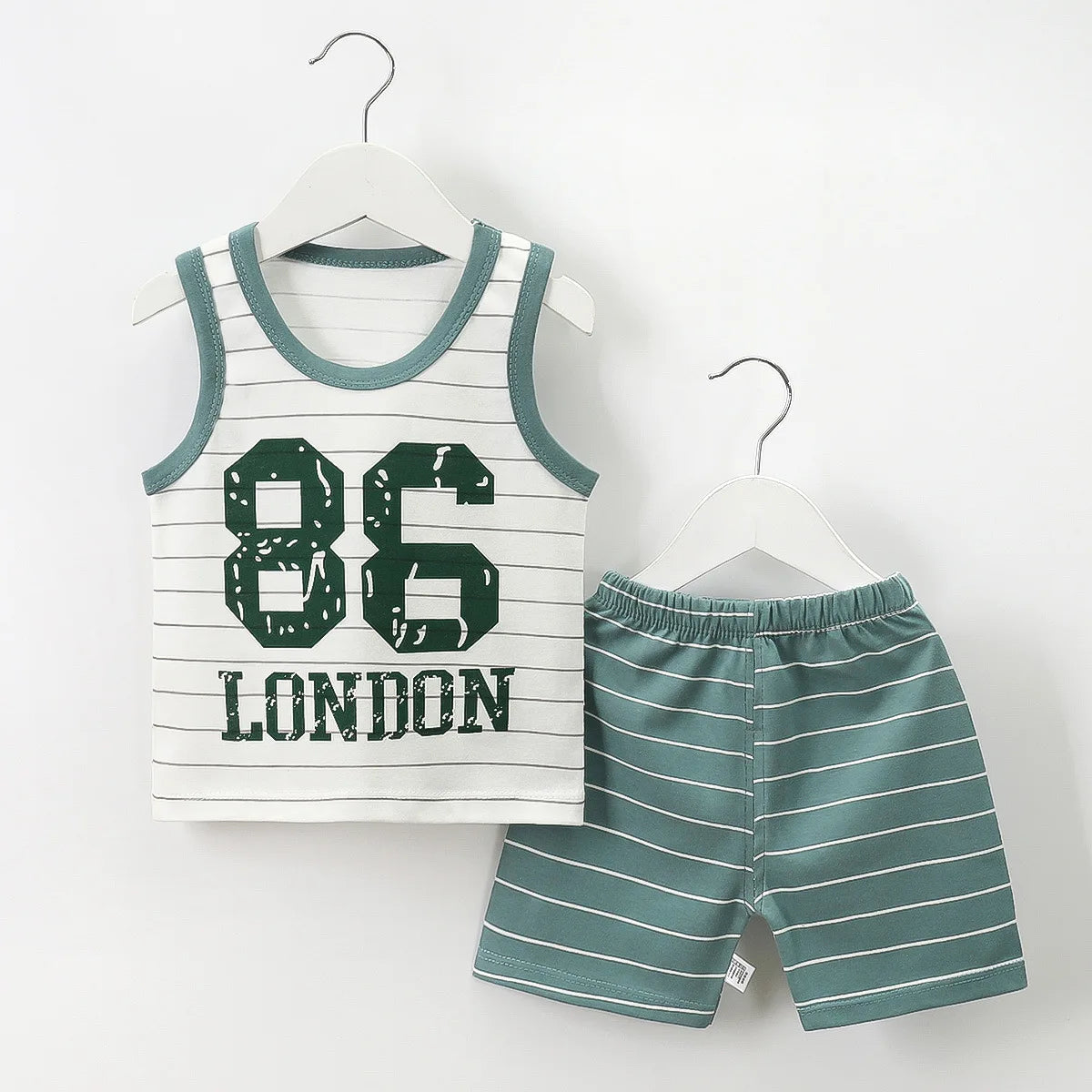 Ready Stock Boy's Summer Sleepwear Breathable Plaid T-Shirts Baby Clothing Sets with Factory Price