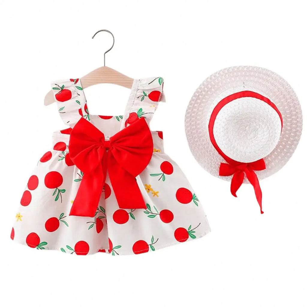Conjuntos de ropa de bebé para verano sin mangas, playa, finos, ligeros, dulces, infantiles, florales, baratos, de algodón, para niñas pequeñas, vestido casual con sombrero