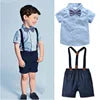 Two Pieces Baby Boys Gentleman Plain Bow Tie Short Sleeve Shorts Summer Baby Clothing Set Kids Boutique Clothing Set