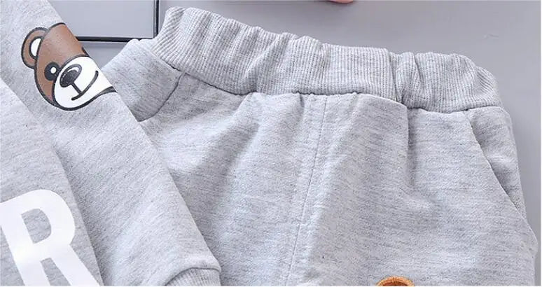 Conjuntos de ropa para niños, moda infantil, camiseta con oso de dibujos animados, chaleco, abrigo y pantalón, traje de 2 piezas, conjuntos deportivos para niños de 1 a 4 años