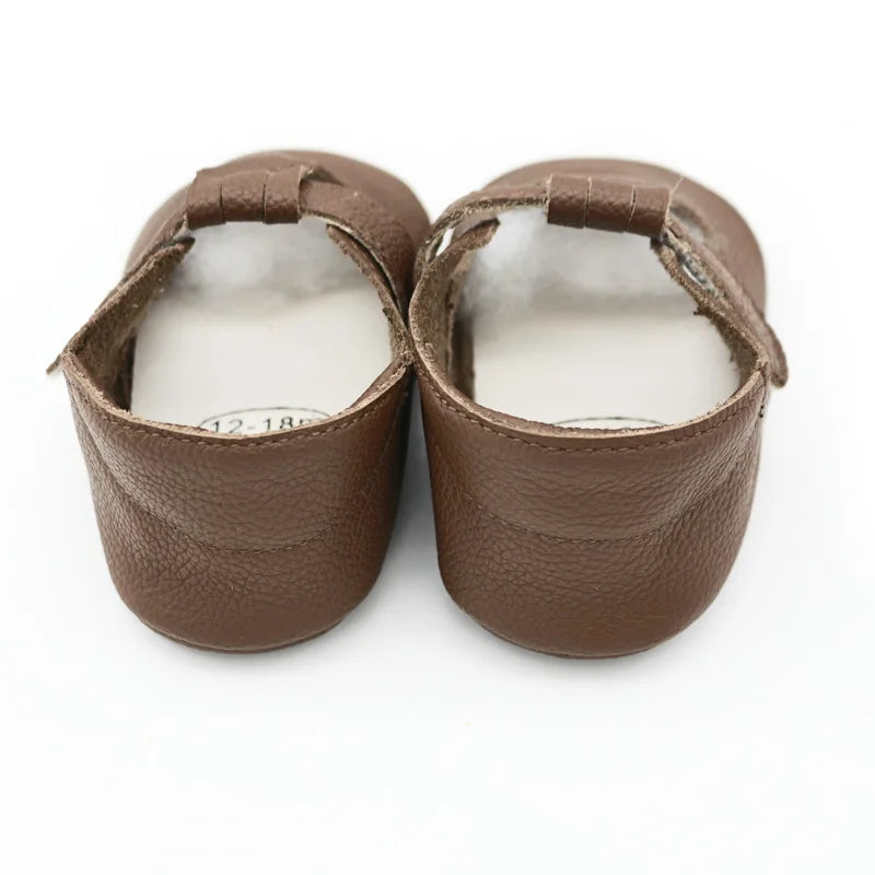 Genuine Leather first walker with T-Strap for Babies and Toddlers anti slip baby shoes for 0-24 month