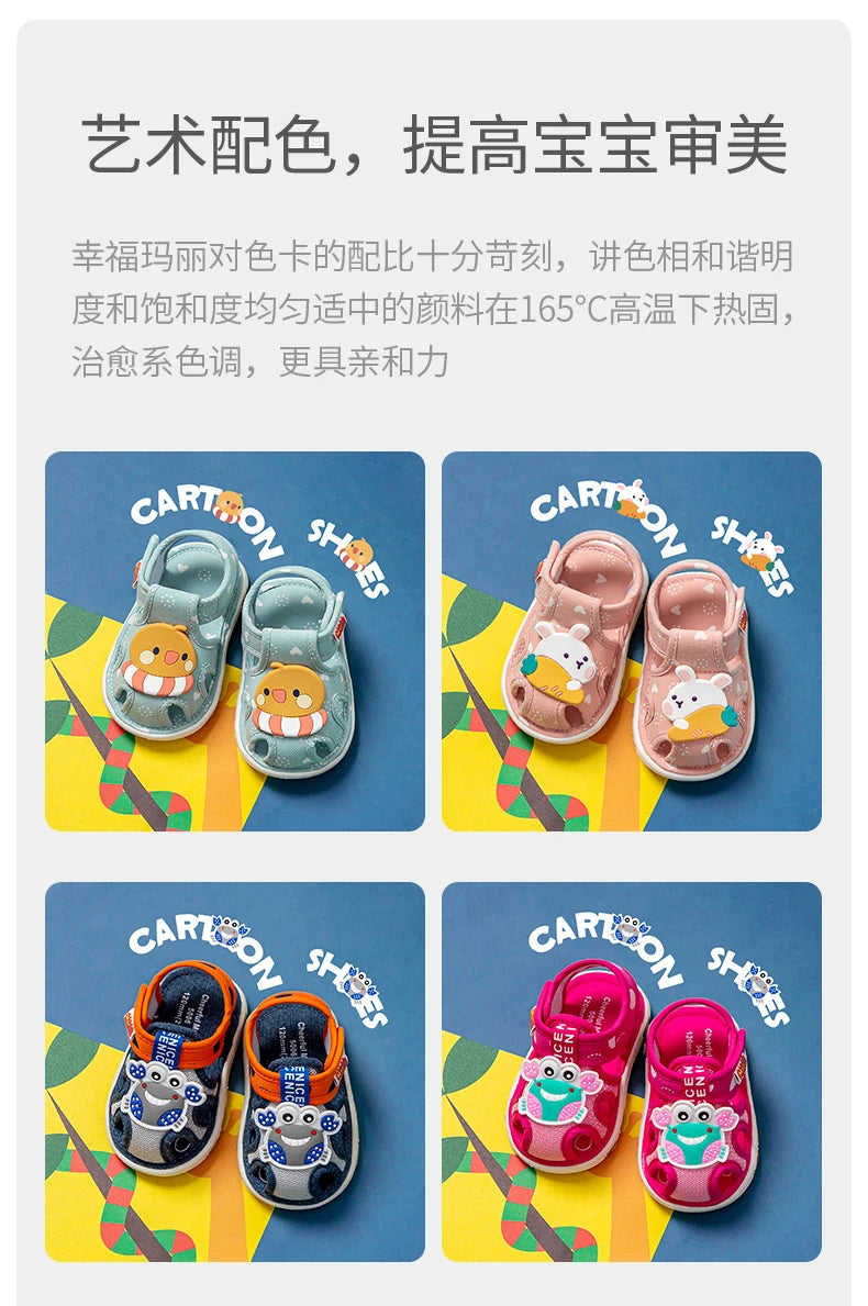 2023 Babyschuhe mit Sound süße Bibi Kleinkinderschuhe für Kinder Zeichentrick-Jungen-Sandalen für Mädchen Hasen-Infantil-Hausschuhe